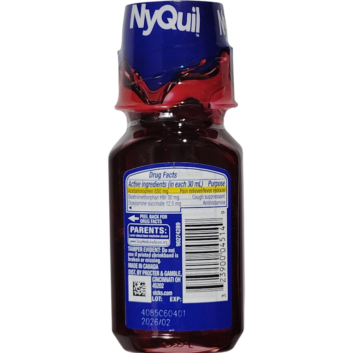 Vicks NyQuil Cold & Flu – 4 fl oz Liquid – Cherry Flavored Exp. 02/2026