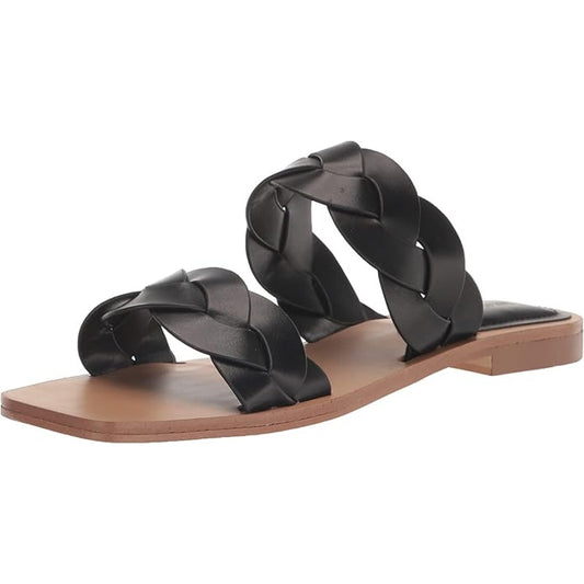Nine West Royal Sandal – Black, Women’s 5.5, Slip-On Faux Leather with Lug Sole