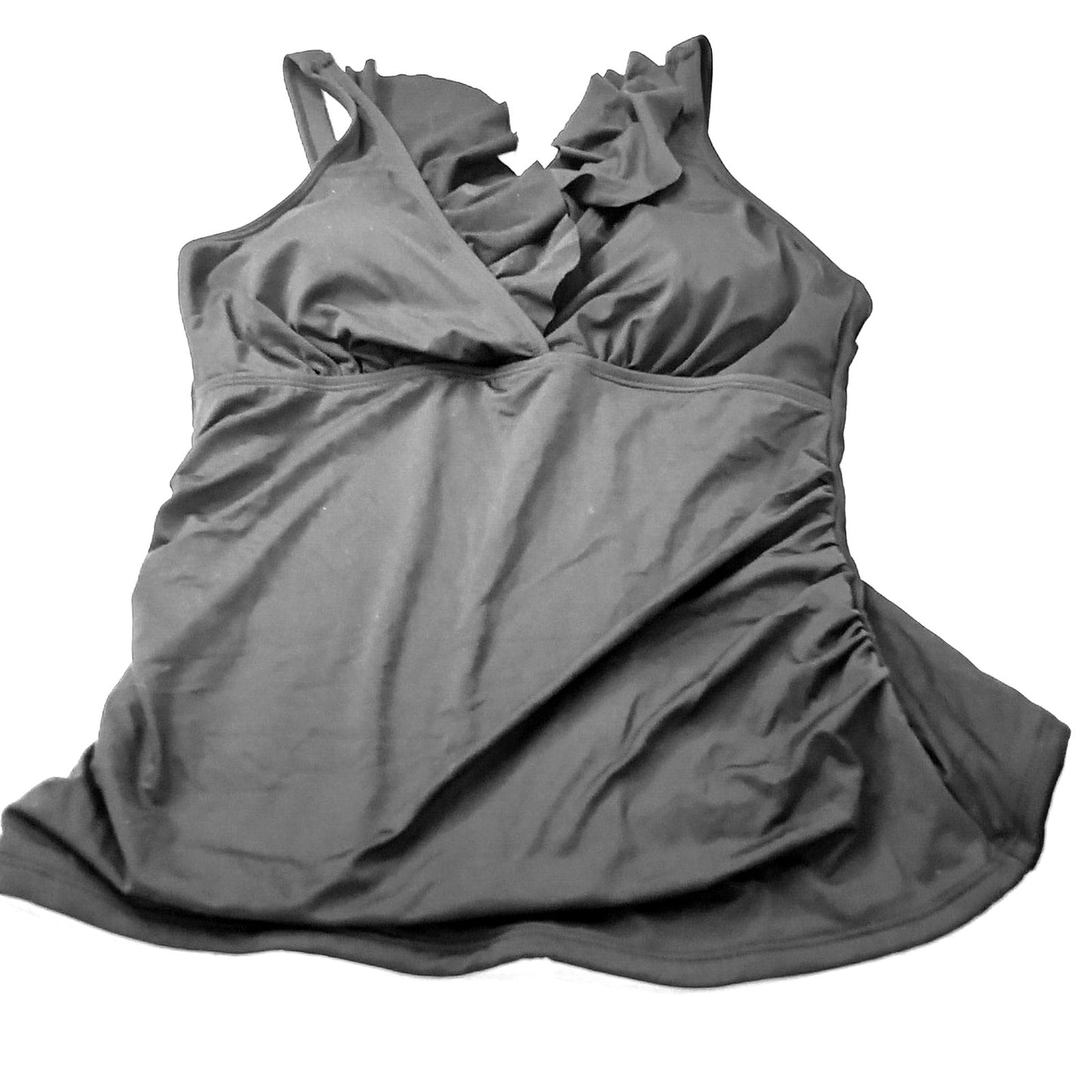 Yonique Tankini Top Only Tummy Control Top Ruffle Swimsuit Top V-Neck, M (8-10)