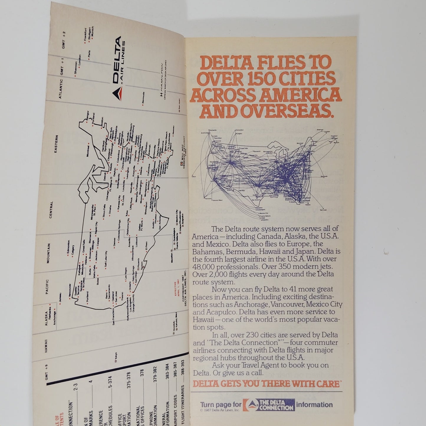 Delta Air Lines Timetable – April 1, 1987 – Western Merger Cover – 393 Pages