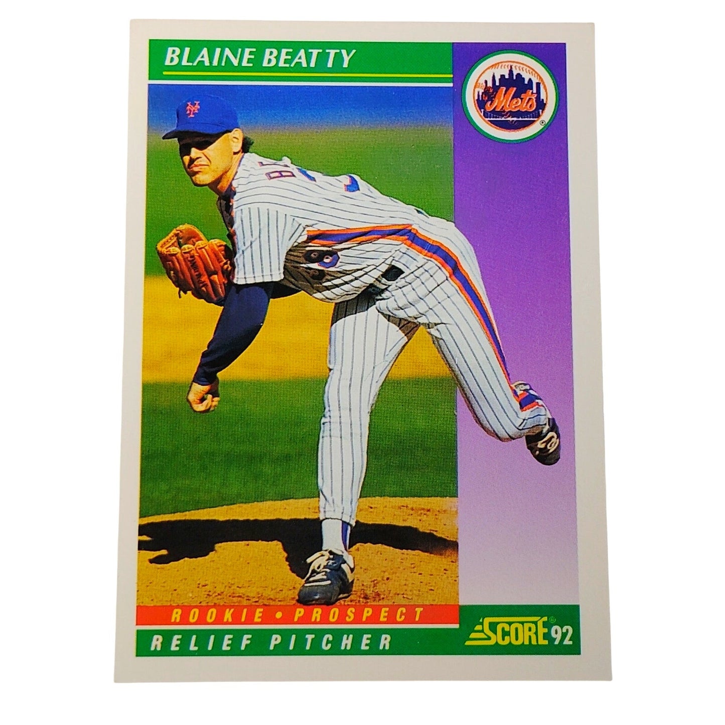 1992 Score Blaine Beatty RC #467 New York Mets Pitcher Rookie Prospect Card NM