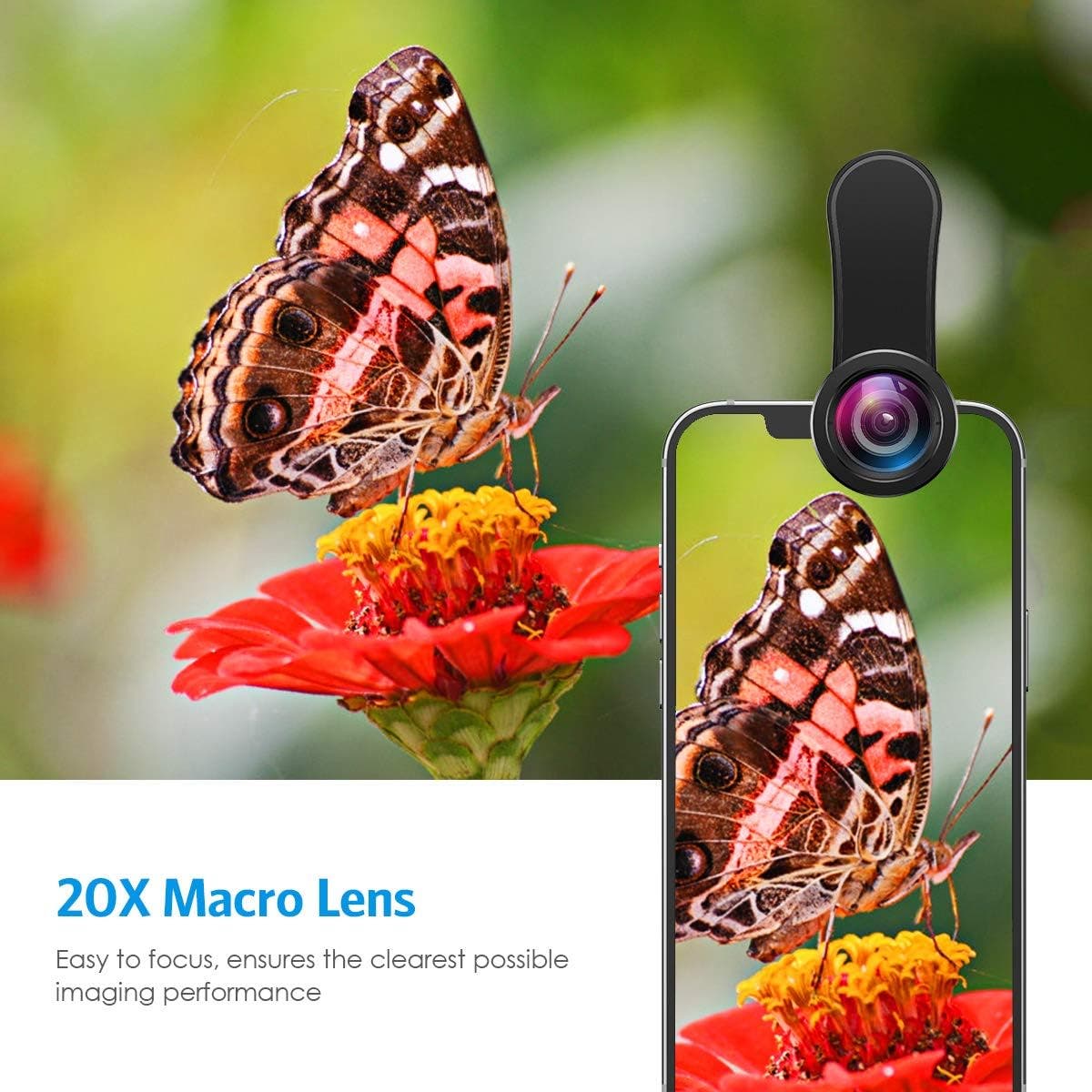 Phone Camera Lens (3), 230° Fisheye Lens, 15X Macro Lens, 0.65X Wide Angle Lens