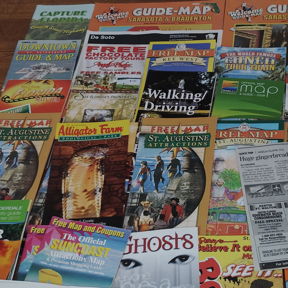 Vintage Florida Travel Ephemera Lot (2009) – Maps, Guides, Brochures