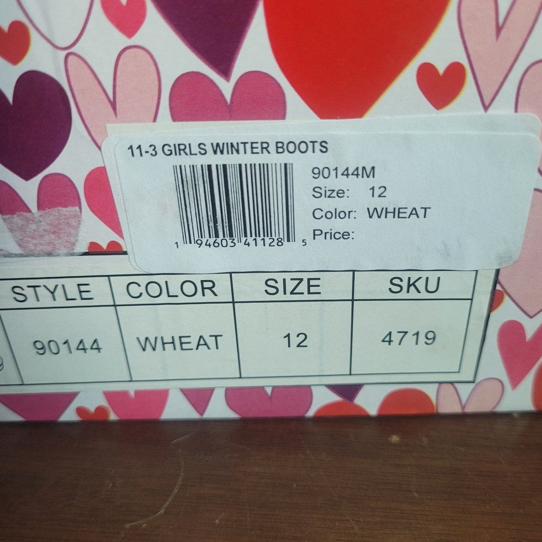 Josmo Girls Winter Boots, Wheat, Size 12, Style 90144M, Faux-Fur Lined, Side Zip