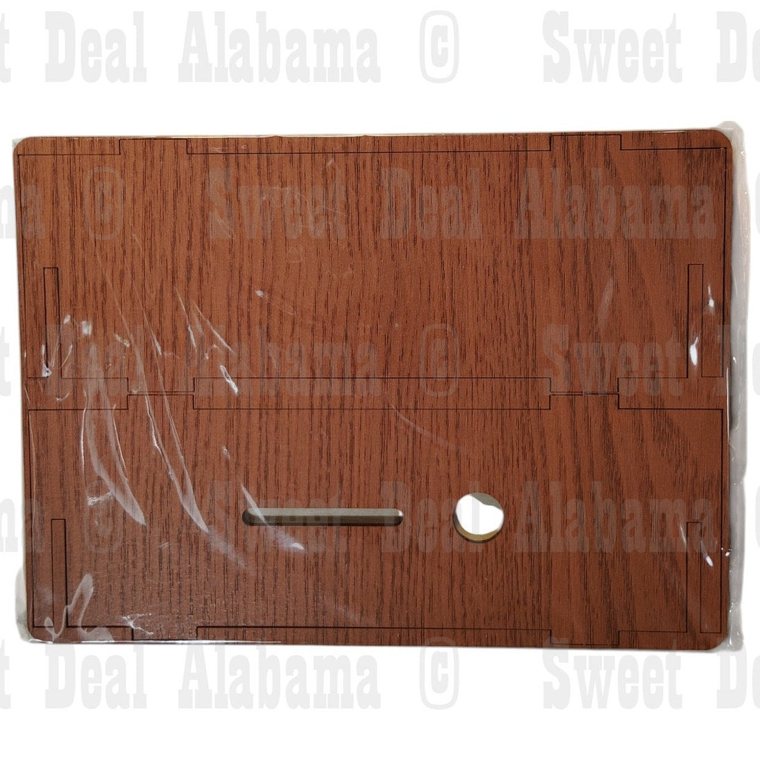 Savings Challenge Box – Wooden Cash Vault w/ Counter & Pen, Brown
