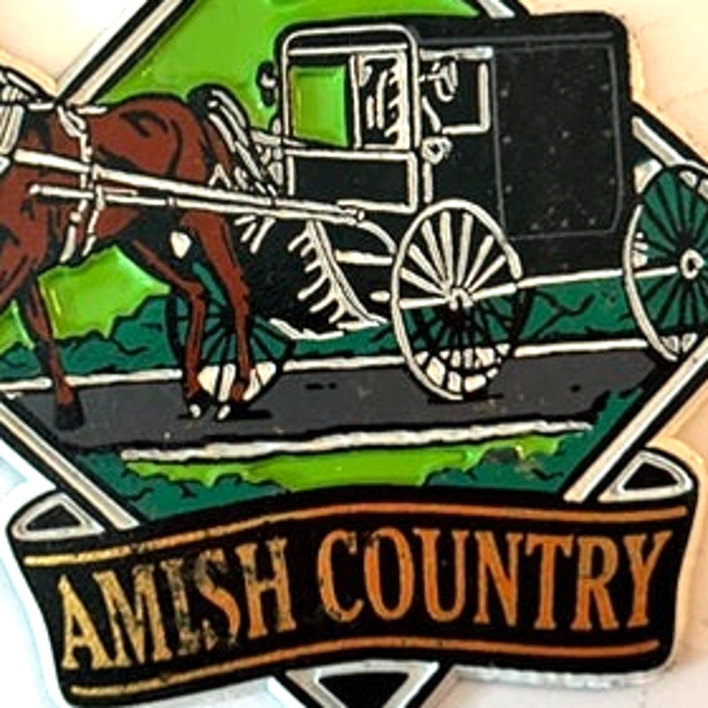 Amish Country 3D PVC Rubber Magnet Horse Buggy Diamond Shape 3x3