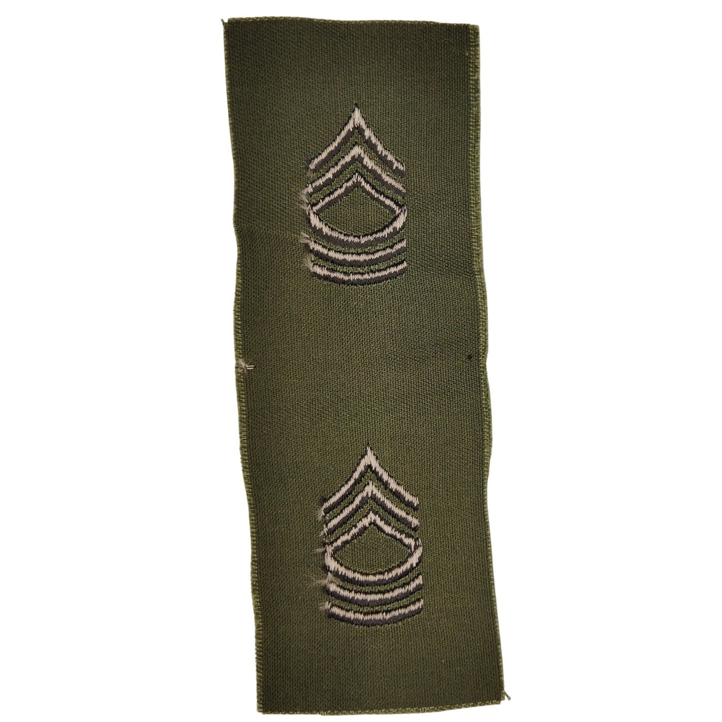 Vintage US Army Sergeant E‑5 Subdued OD Sleeve Chevrons Pair 5‑1/2" × 2" Sew‑On