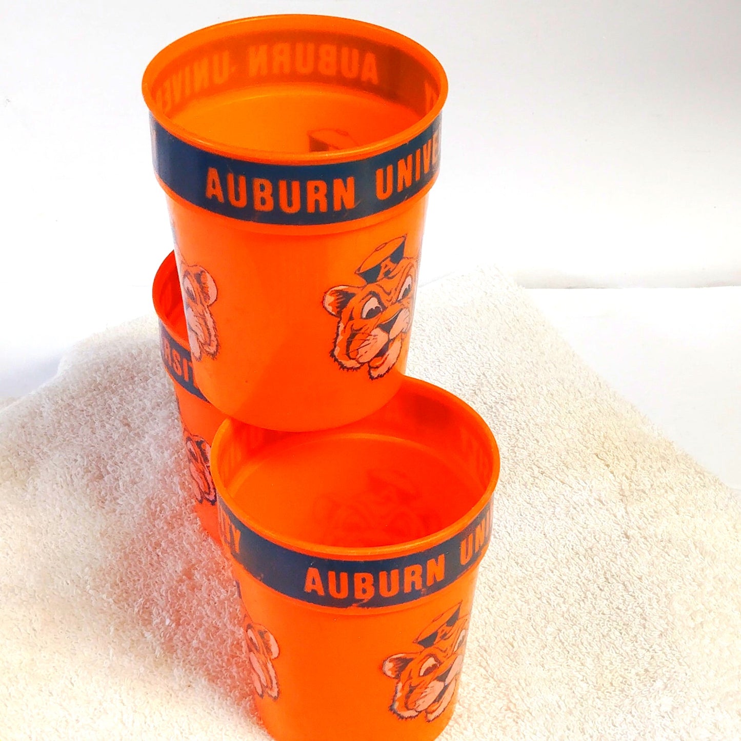 VTG Auburn University Tiger Stadium Cups Set of 3 1970s Packer Plastics
