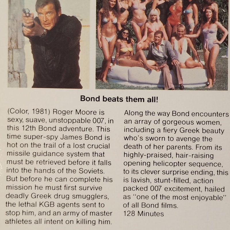 For Your Eyes Only VHS 1981 Roger Moore James Bond Original 1984 CBS/FOX Release