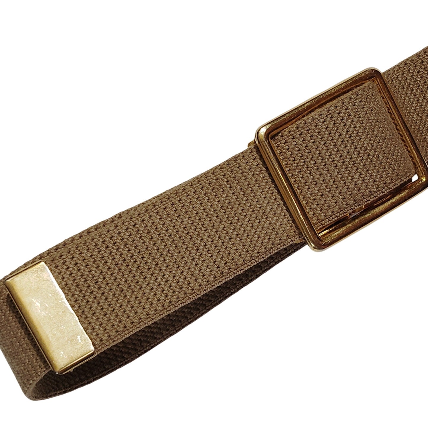 37" x 1-1/4" Khaki Web Belt – Slide Buckle, Marked U.S., PB (Premier Brass)