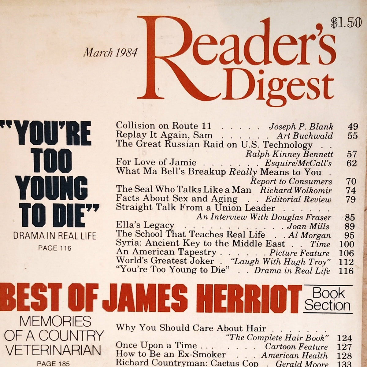 Reader's Digest March 1984 Magazine Back Issue - Best of James Herriot
