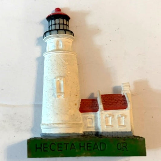 Heceta Head Lighthouse OR 3D Resin Fridge Magnet Coastal Landmark 2.875x1.875