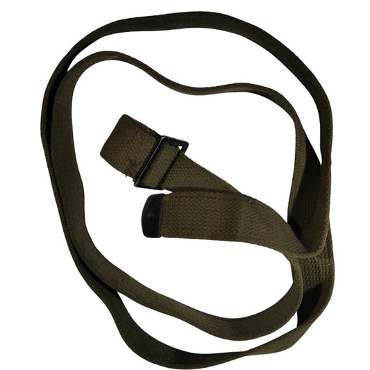65" x 1-1/4" Military Green Webbing Belt – w/ Flat Buckle, Dimpled Metal Keeper