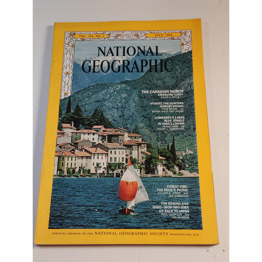 National Geographic Magazine – July 1968, Canadian North, Italy’s Lakes, Hyenas