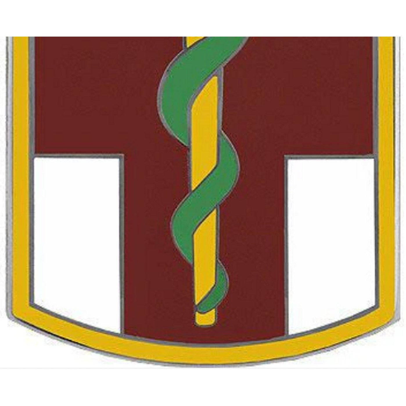 1st Medical Brigade CSIB Novelty Lapel Hat Pin Maroon White Gold Tone 2 × 1‑3/8"
