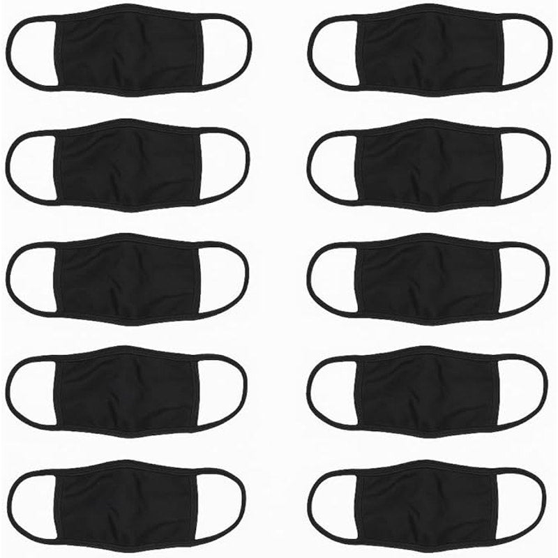 Hanes 100% Cotton Adult Face Mask 10‑Pack Black Unisex