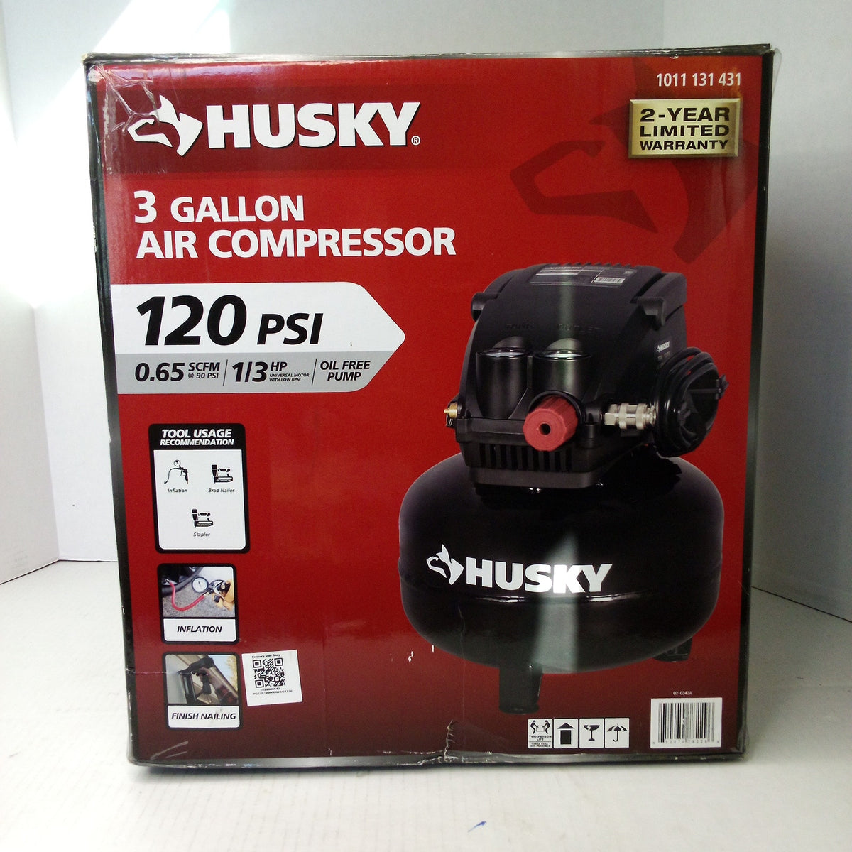 Husky 3 Gallon Pancake Air Compressor 120 PSI Oil-Free Portable Electric