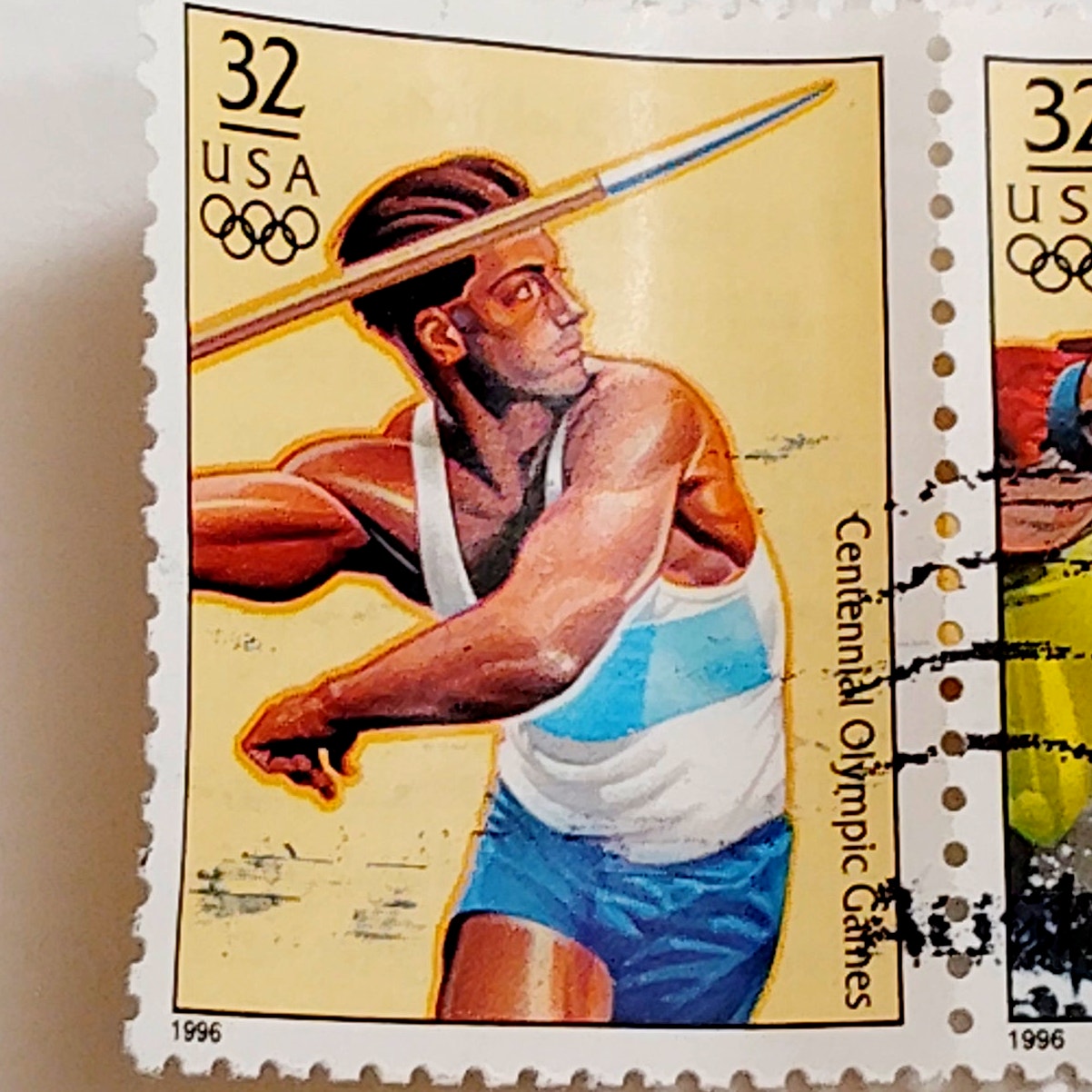 Strip of 5 – 1996 USA 32¢ Centennial Olympic Games – Horizontal Strip, Canceled