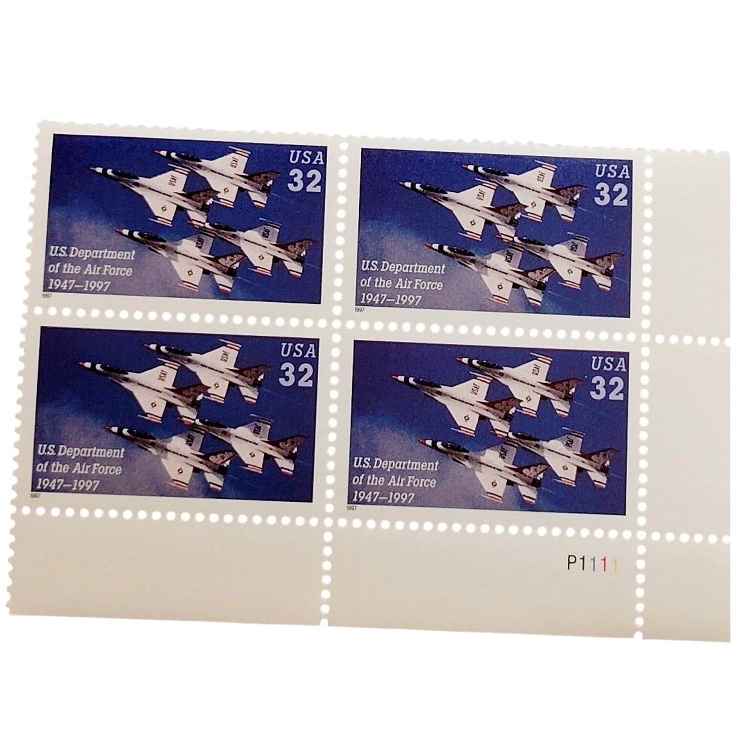 Plate Block of 4 – 1997 USA 32¢ Air Force 50th Anniversary MNH Scott 3167 P1111