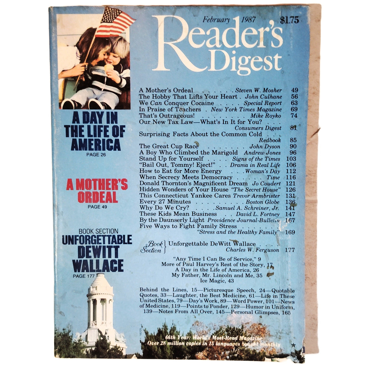 Reader's Digest Magazine February 1987 66th Year Issue Vintage Back Issue