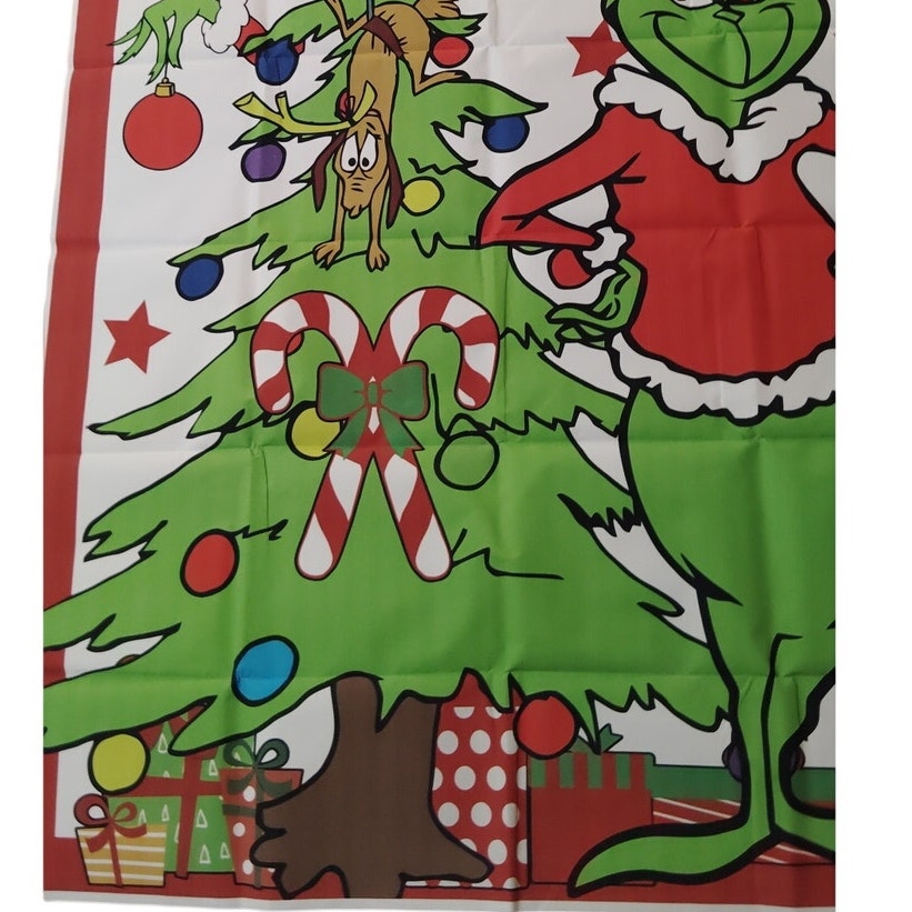 Welcome to Whoville Door Cover 71x35 in Grinch Decor w/ Grommets