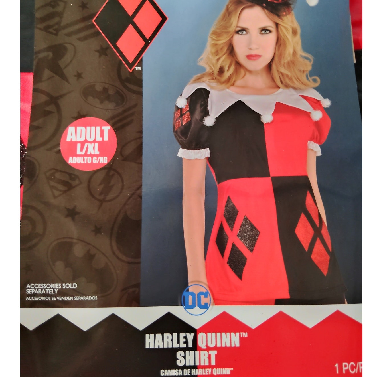 Adult Women’s Harley Quinn Costume T-Shirt Black/Red XL (Up to Size 16)