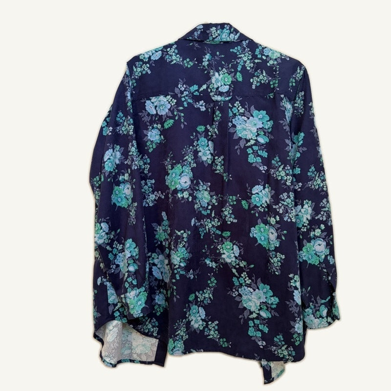 3PC Lighthouse & Floral Outfit Set - Blue/White Top L, Button-Up M, Pants 16