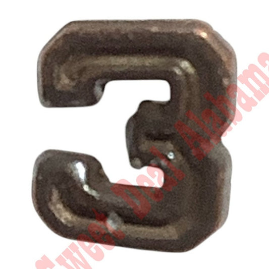 Ribbon Attachment Device: Bronze Strike Flight Number "3" - 5/16"H x 1/16"W