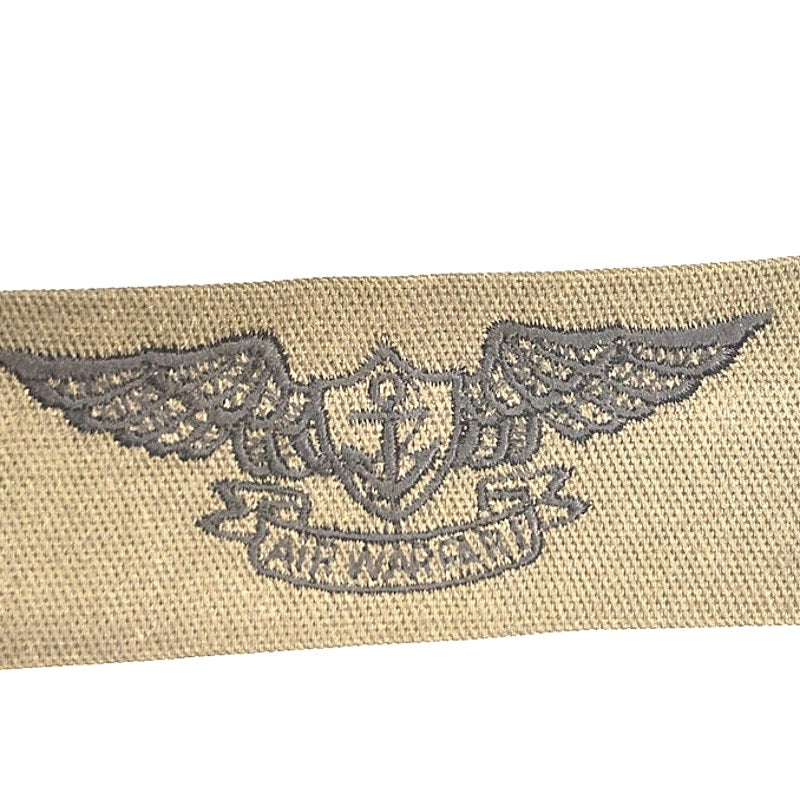 US Navy Air Warfare Subdued Tape Black on ODGE – 8" × 1‑1/4" Folded Twill