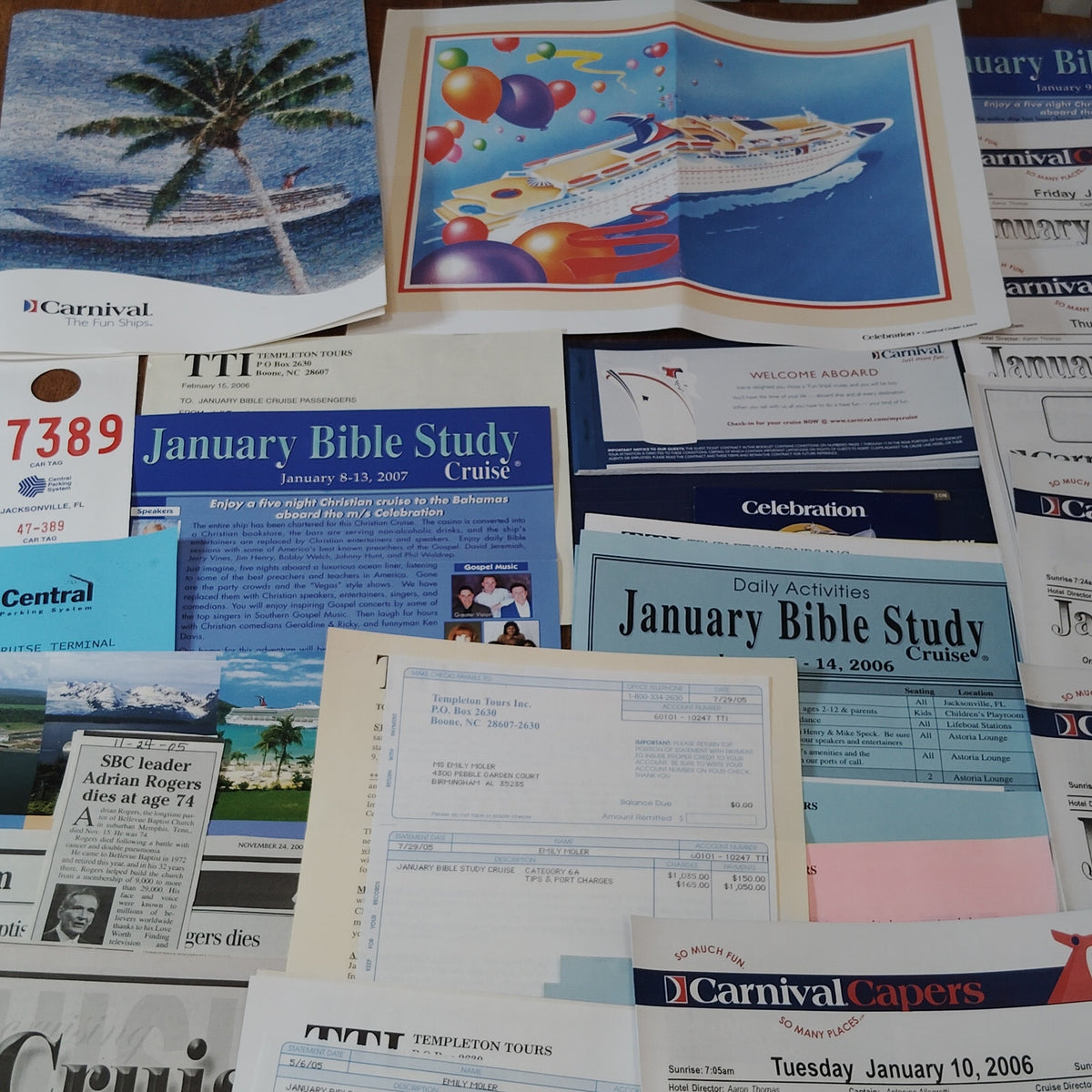 Christian Cruise 2006 Ephemera Collection - Carnival Cruise Line Memorabilia