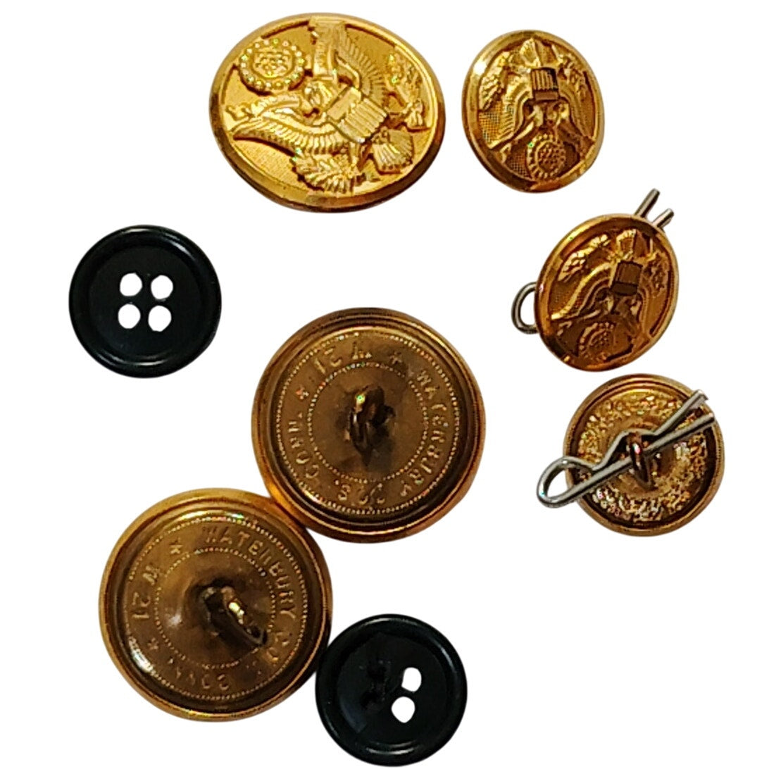 Vintage U.S. Army Coat Button Set – Incomplete – 8 Total – Great Seal Design – Authentic Military