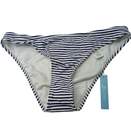 Cupshe Blue Striped High Waisted Bikini Bottoms Classic Swim Bottoms Medium