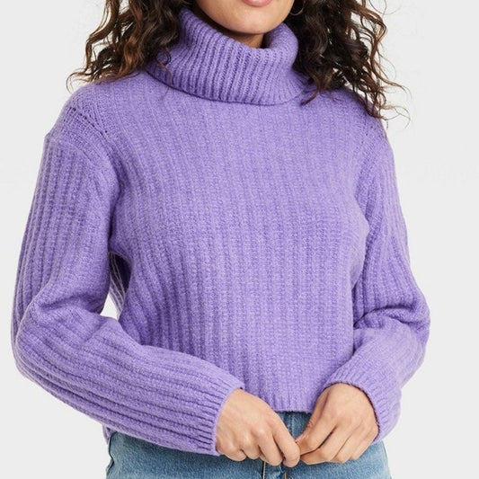 Universal Thread Women’s M Purple Mock Turtleneck Cashmere‑Like Pullover Sweater