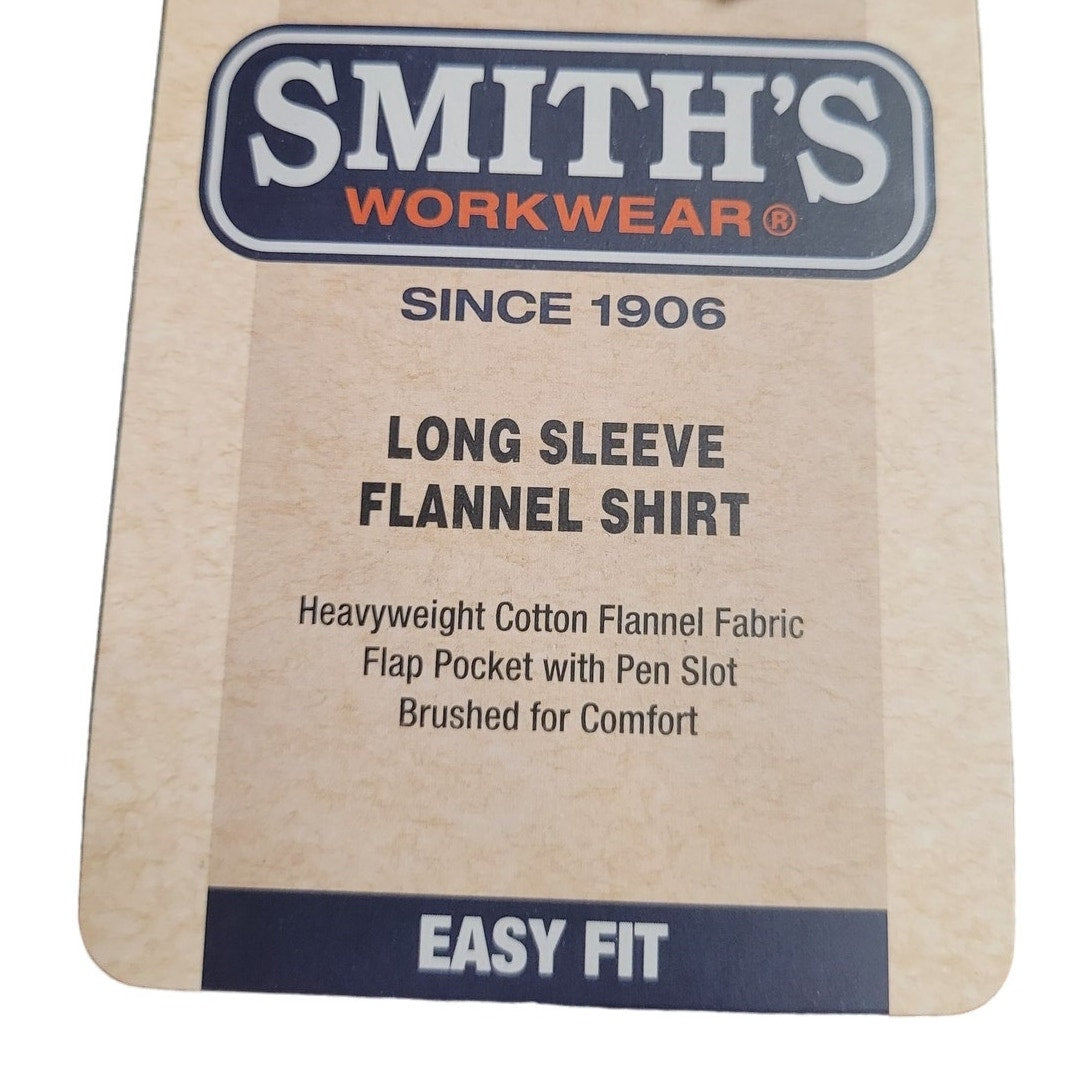 Smiths Workwear Mens Regular Fit Long Sleeve Flannel Shirt, Navy, 2XL
