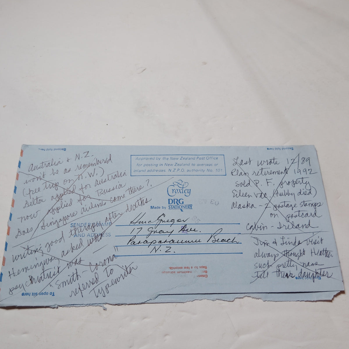 1990 New Zealand Aerogramme Cover Wellington Postmark $1.00 Ship Stamp Airmail