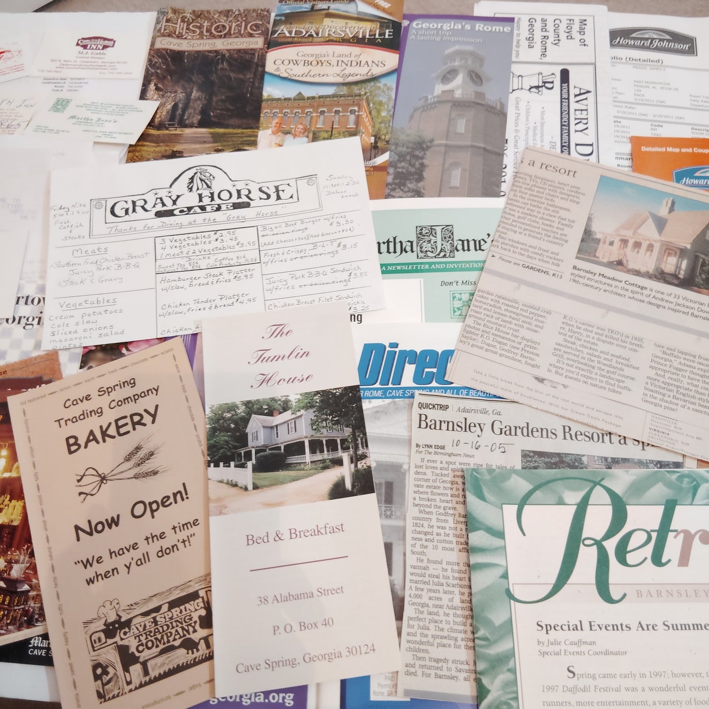 Vintage Cave Spring & Rome, GA Travel Ephemera Lot - Tourist Brochures, Maps