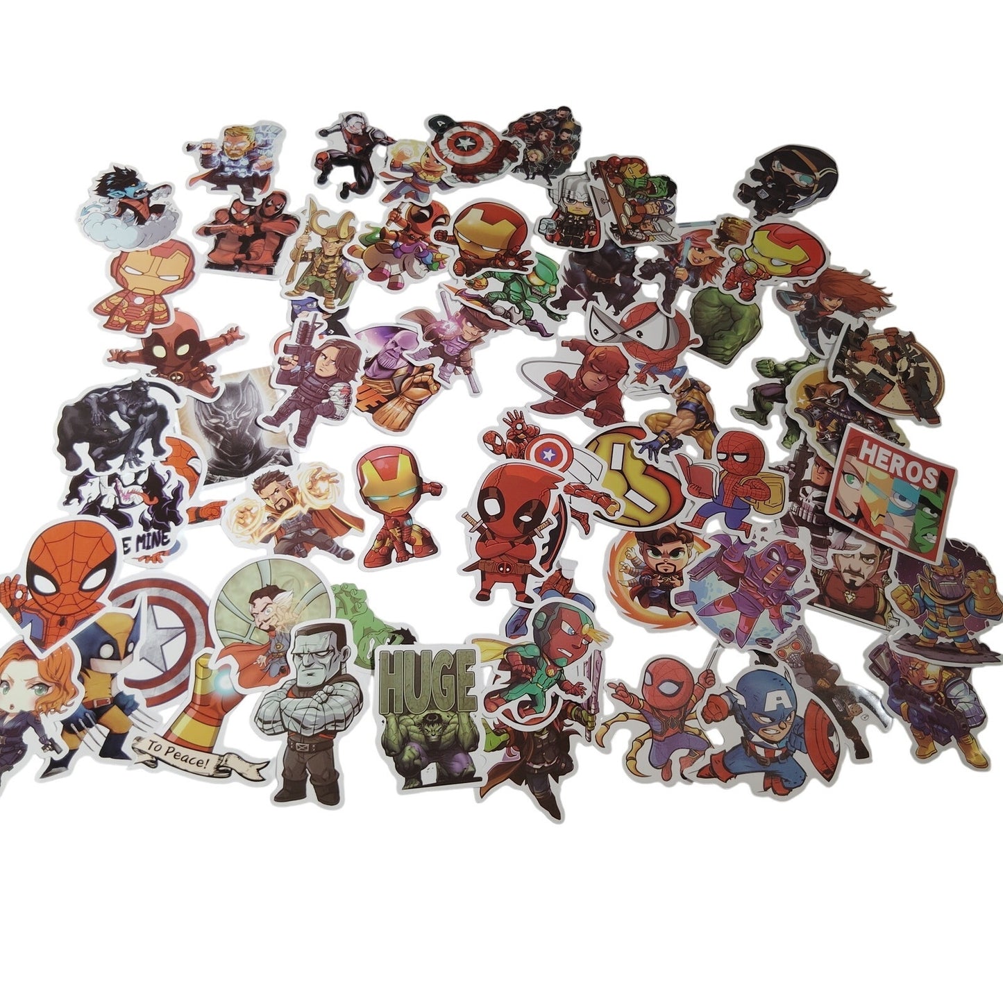 130‑Pc Marvel Chibi Vinyl Sticker Pack Waterproof Laptop Water Bottle Decals