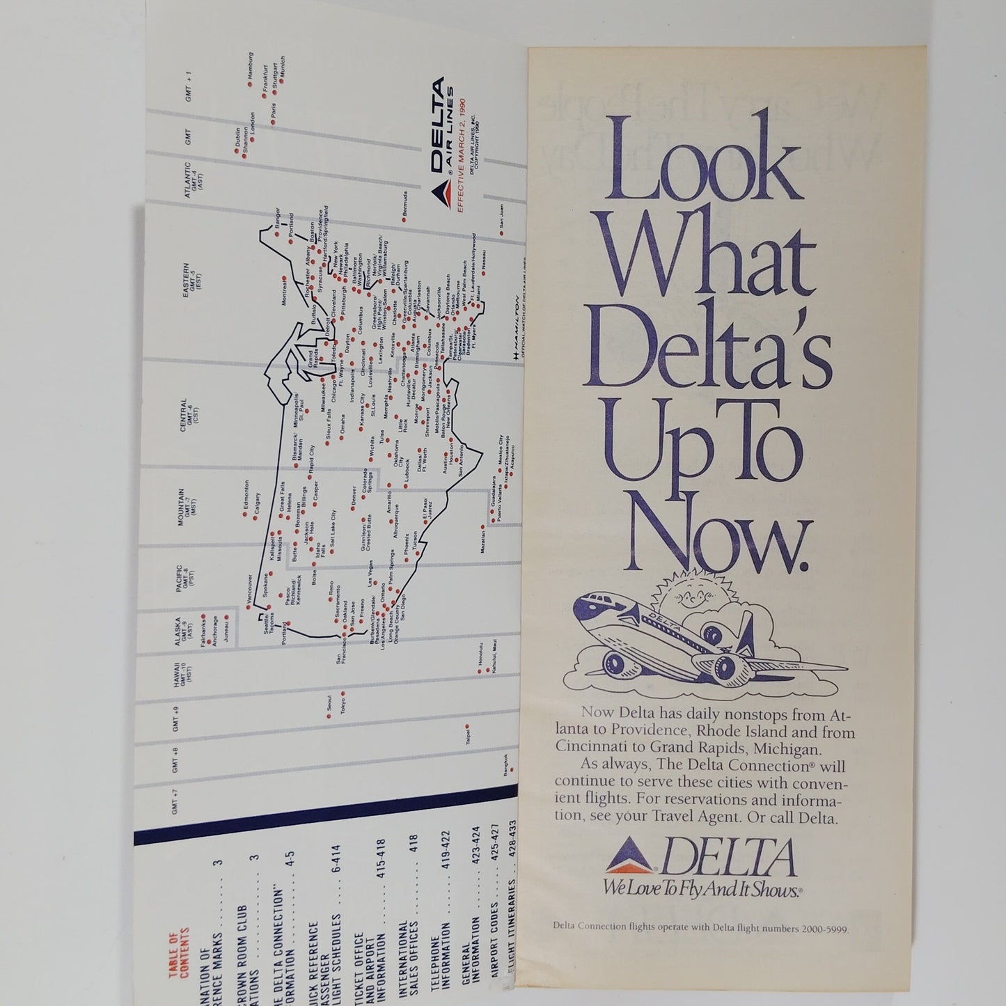 Delta Air Lines Timetable – Mar 2, 1990 – European Theme Cover – 433 Pages