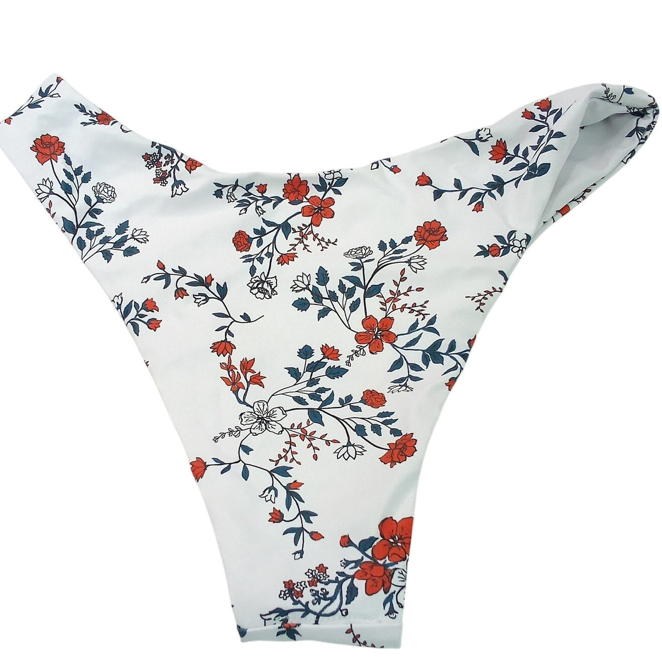 Zaful White Floral High Cut Bikini Bottoms Women’s Small (US 4) Swimwear