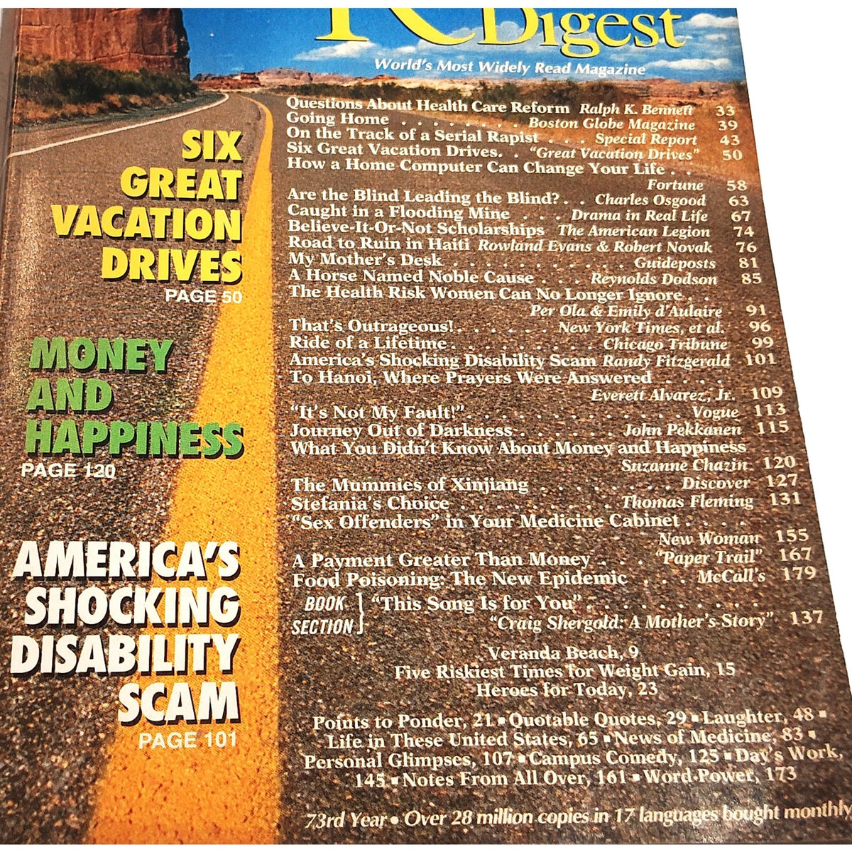 Vintage Reader's Digest Magazine August 1994 Issue Six Great Vacation Drives