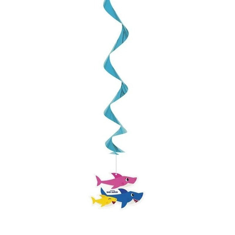 Baby Shark Hanging Swirl Decorations – Party Streamers – 3-PK