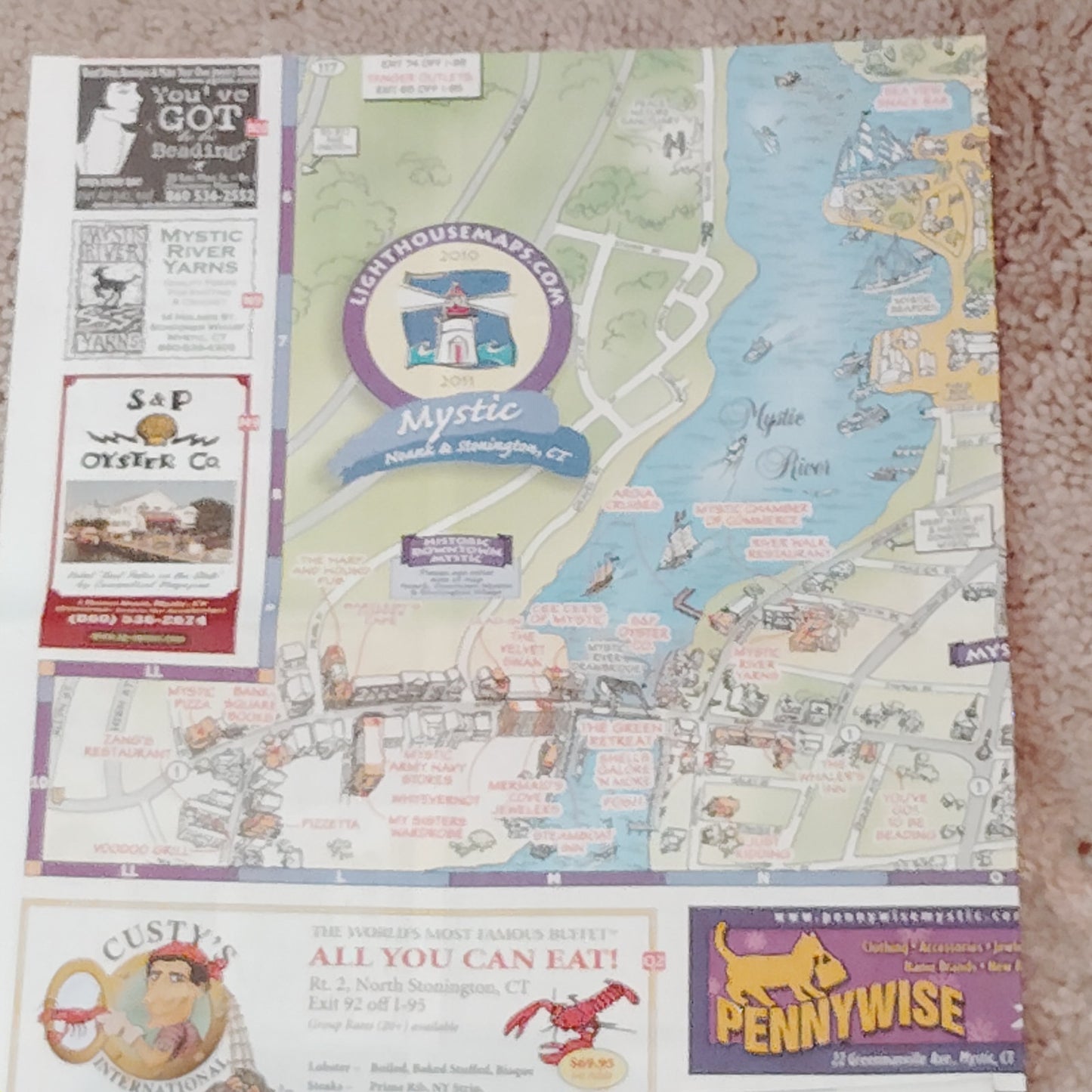 Vintage Connecticut Travel Ephemera Lot 2007–2010 Mystic Seaport Maps 0.75 Lb