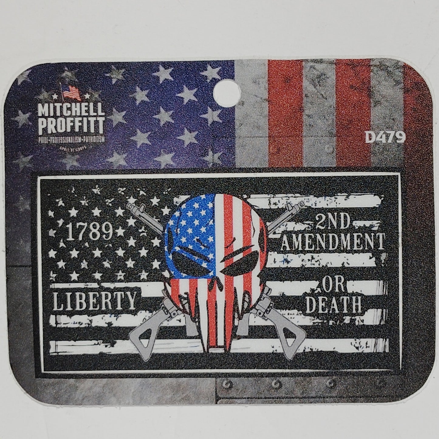 2nd Amendment Liberty or Death Premium Vinyl Decal 4-1/4 x 2-3/8" Skull & Rifles