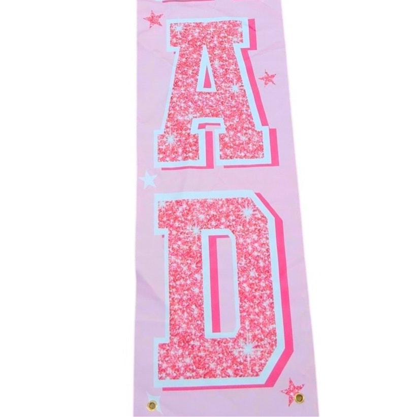 Congrats Grad Vertical Banner Pink Rose Gold Hanging Porch Sign 72×12 in