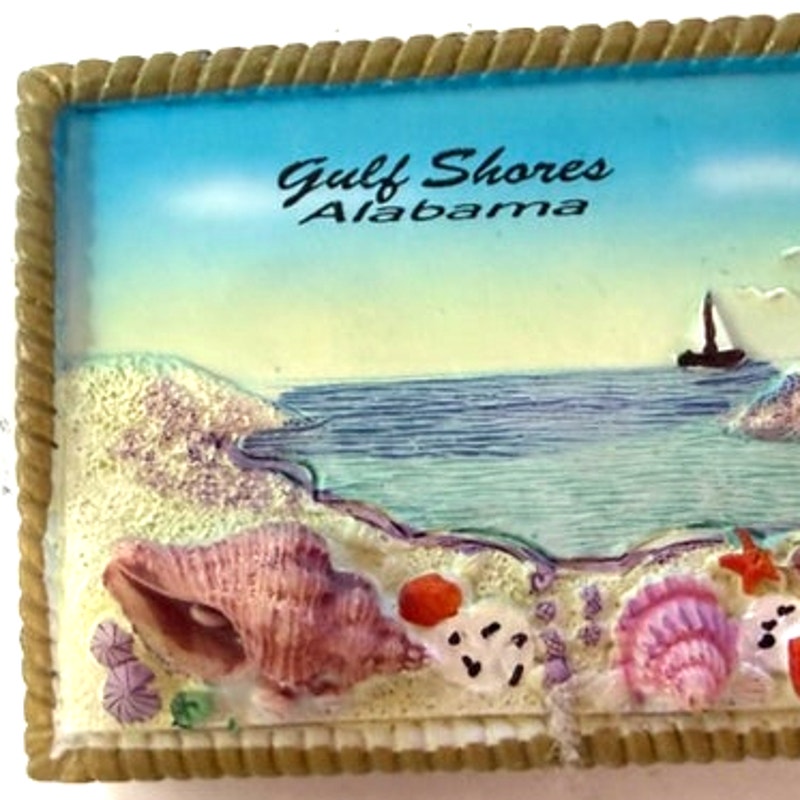 Gulf Shores Alabama 3D Resin Fridge Magnet Lighthouse Seashells Nautical 3"