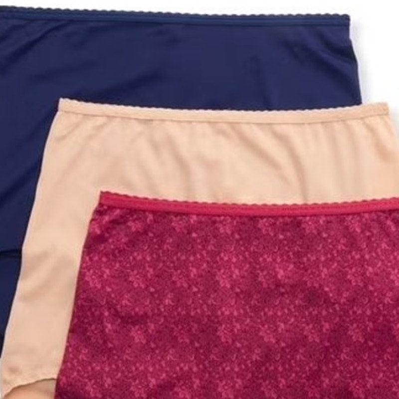 Women's Bali A633 Skimp Skamp Brief Panty - 3 Pack, Nude/Navy/Lace, M (US 6)