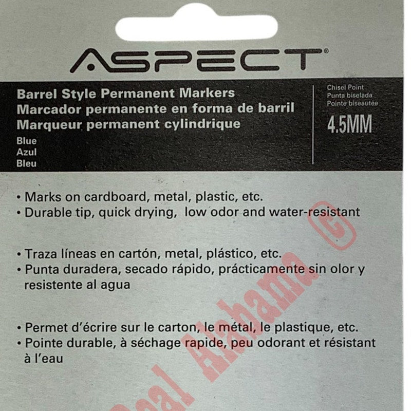 20-PK Fastenal Aspect Permanent Blue Chisel Point Markers, 4.5MM, Barrel Style
