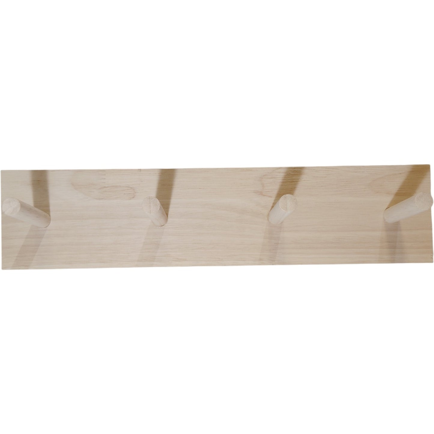 Two (2) Natural Wood Wall-Mounted Coat Rack – 4 Pegs – 13" x 3" x 3"