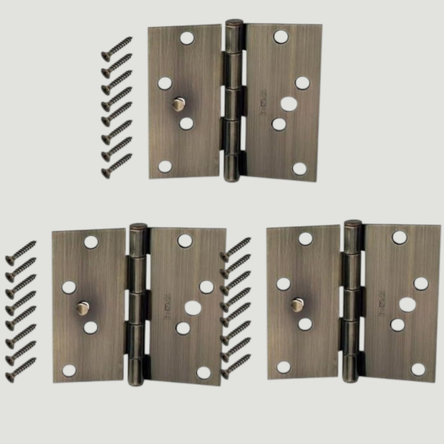 Everbilt Value Pk - 3PK - 4 in Door Hinges - Antique Brass Finish, NIP