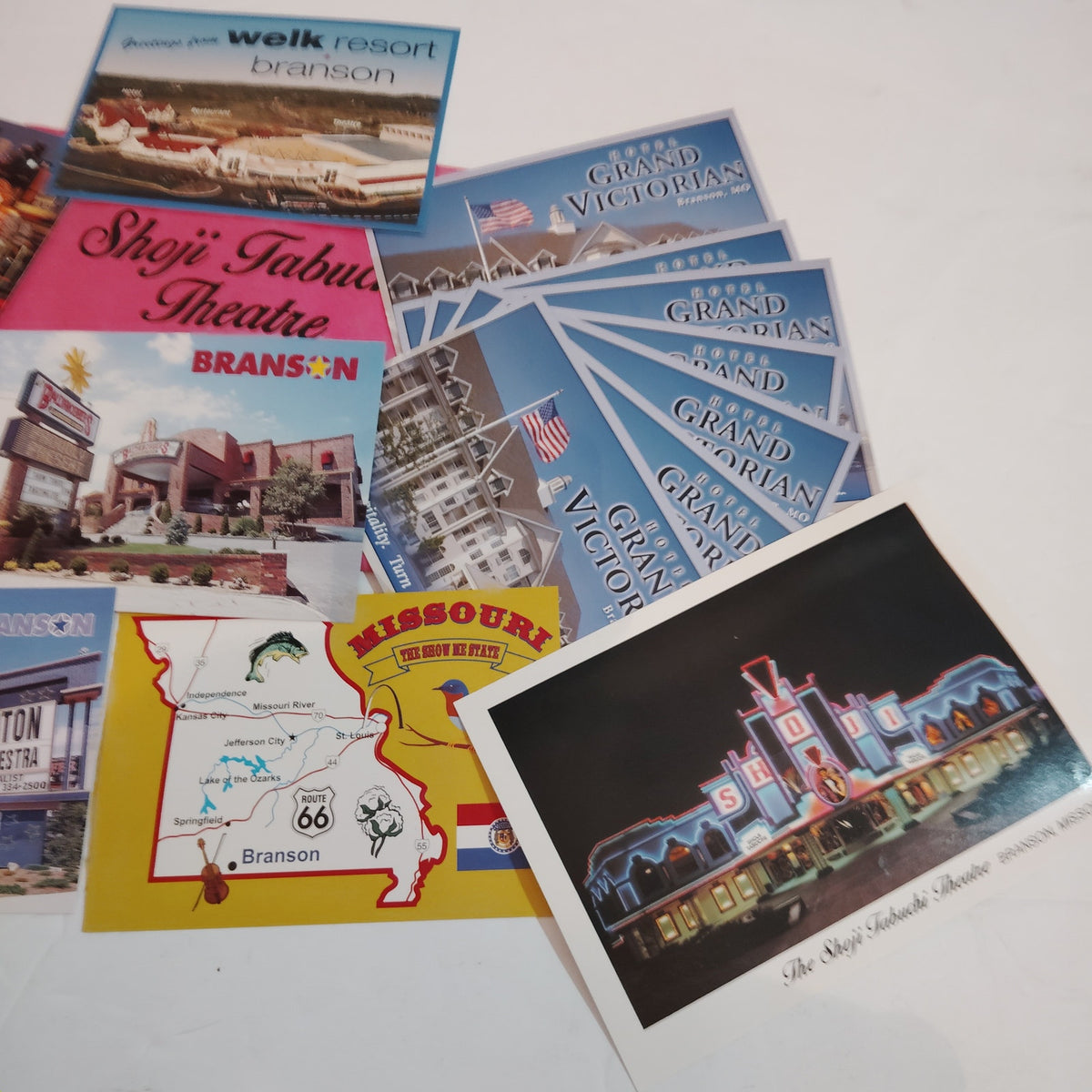 Branson, Missouri Vintage Postcard Lot - 15 Ephemera Souvenirs (9 Unique Scenes)